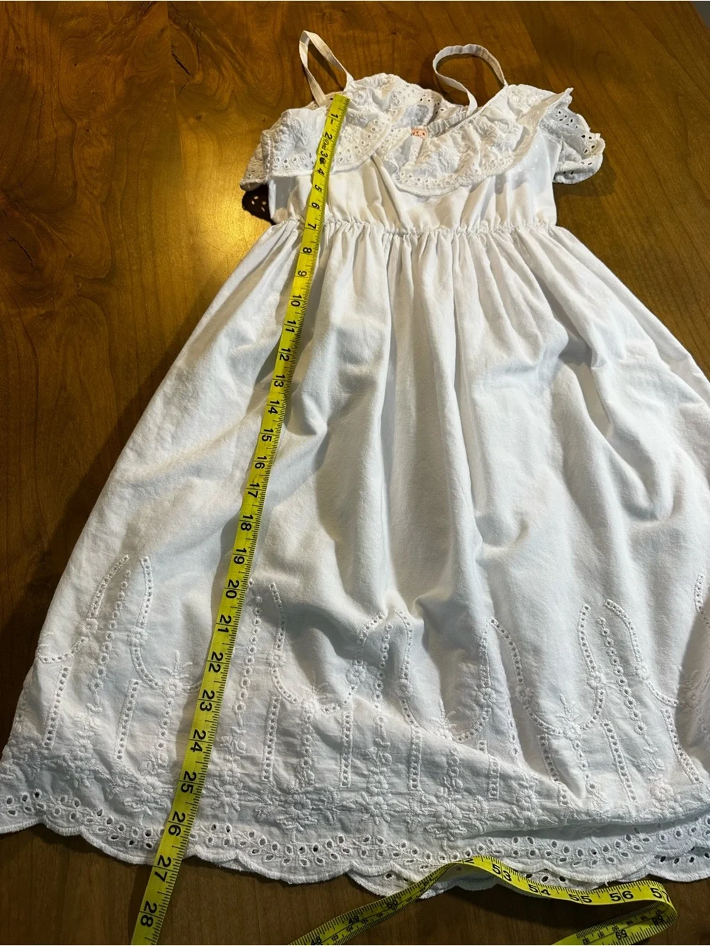 Vintage Old Navy Girls White Eyelet Sundress XL Boho Cottagecore Cotton